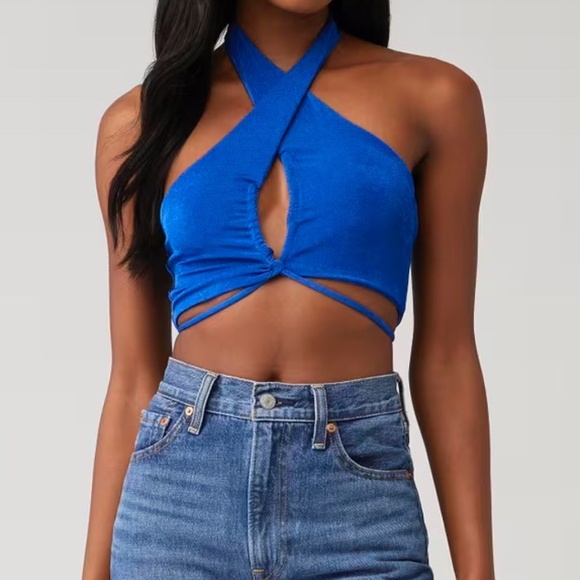 Peppermayo Harlow Crop Top, Cobalt Blue - Size 6 - NWT - Picture 1 of 7